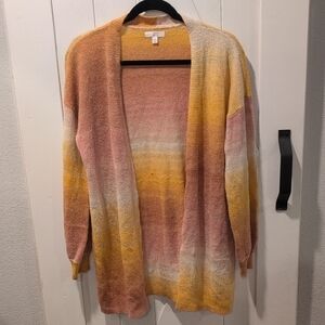 LC Lauren Conrad Ombré Long Cardigan Open Front Boho Knit Size Med